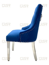 Load image into Gallery viewer, Chelsea Navy Velvet Lion Knocker Dining Chair
