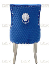 Load image into Gallery viewer, Chelsea Navy Velvet Lion Knocker Dining Chair