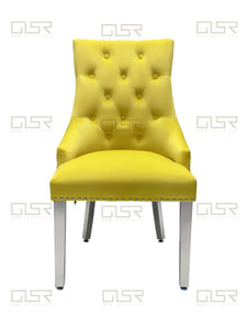 Chelsea Mustard Velvet Lion Knocker Dining Chair