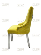 Load image into Gallery viewer, Chelsea Mustard Velvet Lion Knocker Dining Chair