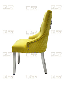 Chelsea Mustard Velvet Lion Knocker Dining Chair