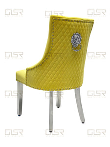 Chelsea Mustard Velvet Lion Knocker Dining Chair
