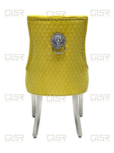 Chelsea Mustard Velvet Lion Knocker Dining Chair