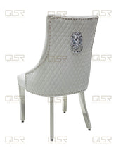 Load image into Gallery viewer, Chelsea Silver Velvet Lion Knocker Dining Chair