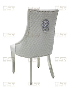 Chelsea Silver Velvet Lion Knocker Dining Chair