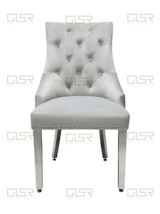 Chelsea Silver Velvet Lion Knocker Dining Chair