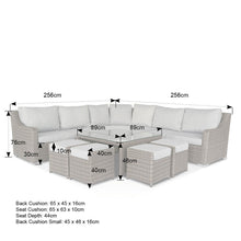 Load image into Gallery viewer, California Large Corner Sofa, Square Coffee Table with 4 Stools in Grey