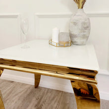 Load image into Gallery viewer, Louis Gold Lamp/Side Table with White Glass Top (60cm x 60cm)