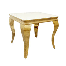 Load image into Gallery viewer, Louis Gold Lamp/Side Table with White Glass Top (60cm x 60cm)