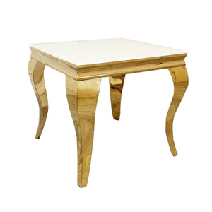 Louis Gold Lamp/Side Table with White Glass Top (60cm x 60cm)