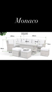 Monaco Large Corner High Back Sofa Dining Set in Grey