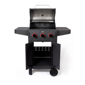 Fogo & Chama, 3 burner BBQ, front view with sides on