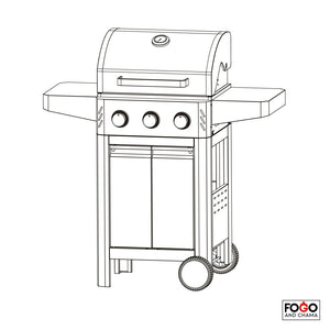 Fogo & Chama, 3 burner BBQ cad drawing
