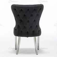 Load image into Gallery viewer, Camilla Black French Plush Tufted Winged Velvet Dining Chair