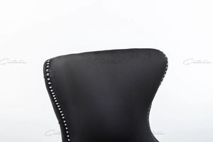 Camilla Black French Plush Tufted Winged Velvet Dining Chair