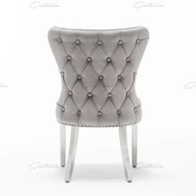 Load image into Gallery viewer, Camilla Dark Grey French Plush Tufted Winged Velvet Dining Chair