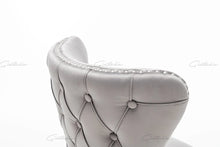Load image into Gallery viewer, Camilla Dark Grey French Plush Tufted Winged Velvet Dining Chair
