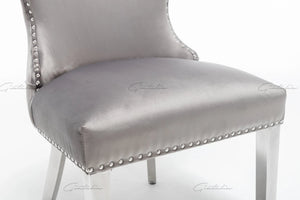 Camilla Dark Grey French Plush Tufted Winged Velvet Dining Chair