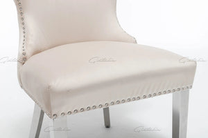 Camilla Cream  French Plush Tufted Winged Velvet Dining Chair