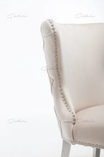 Load image into Gallery viewer, Camilla Cream  French Plush Tufted Winged Velvet Dining Chair
