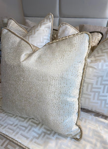 Rome Cushion in Beige, Ivory or Silver.