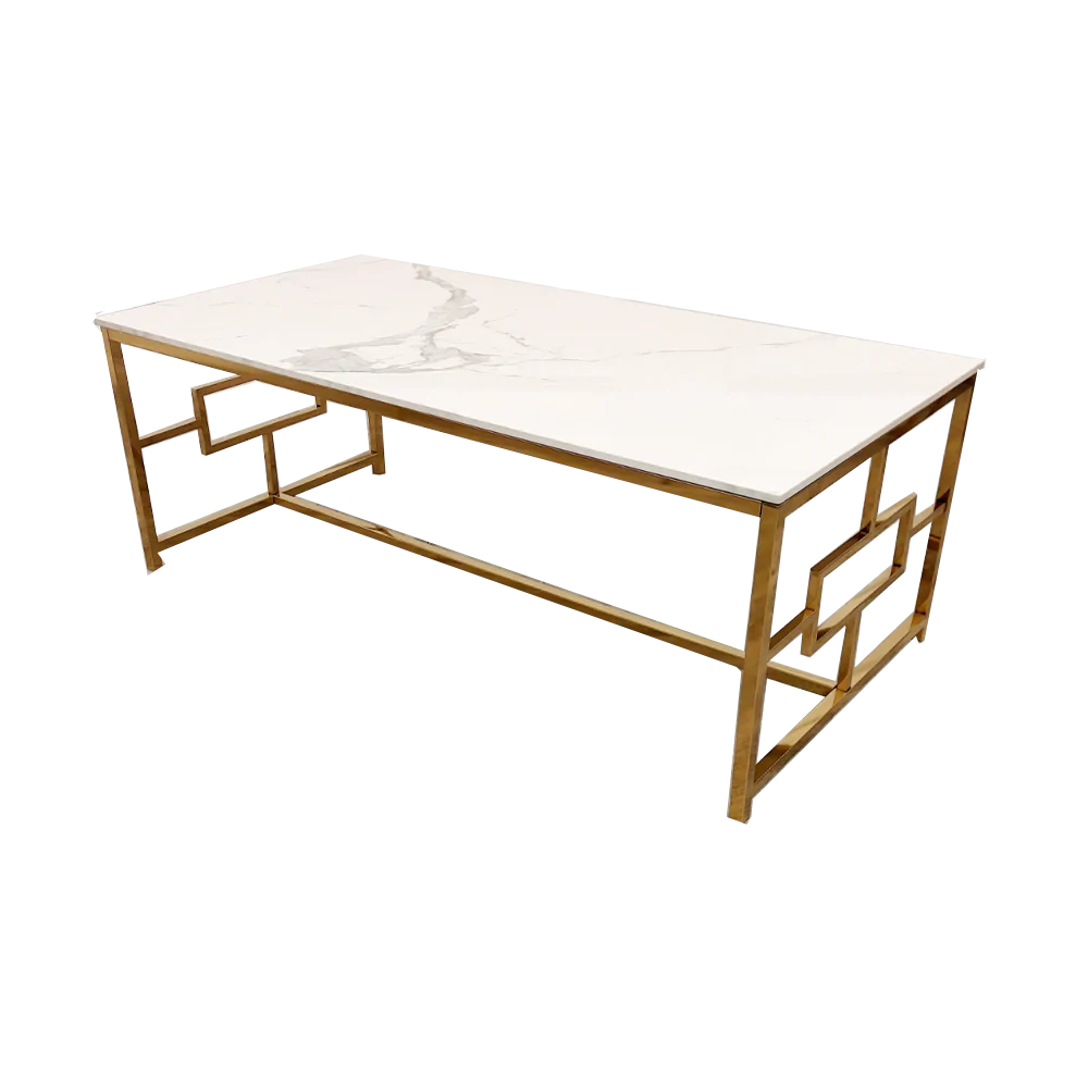 Vogue Gold Coffee Table with Polar White Sintered Top