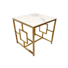 Load image into Gallery viewer, Vogue Gold Lamp Table with Polar White Sintered Top