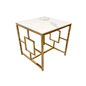 Vogue Gold Lamp Table with Polar White Sintered Top