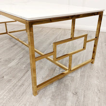 Load image into Gallery viewer, Vogue Gold Coffee Table with Polar White Sintered Top