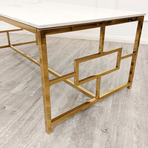 Vogue Gold Coffee Table with Polar White Sintered Top