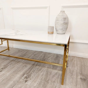 Vogue Gold Coffee Table with Polar White Sintered Top
