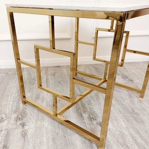 Vogue Gold Lamp Table with Polar White Sintered Top