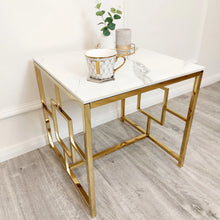 Load image into Gallery viewer, Vogue Gold Lamp Table with Polar White Sintered Top