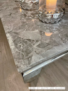 Louis Silver Marble & Stainless Steel Coffee Table 130cm x 70cm x 42cm