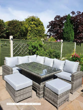 Load image into Gallery viewer, St Tropez Rattan High Back Corner Sofa With Rising Dining Table Set In Grey