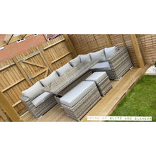 Load image into Gallery viewer, Monte Carlo Rattan Wide Corner Sofa With Rising Dining Table Set In Beige