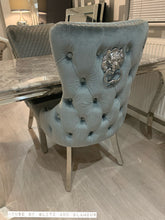 Load image into Gallery viewer, Giselle Grey Silver Lion Knocker Dining Chair