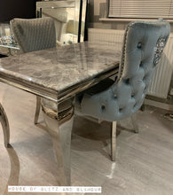 Load image into Gallery viewer, Giselle Grey Silver Lion Knocker Dining Chair