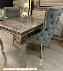 Giselle Grey Silver Lion Knocker Dining Chair