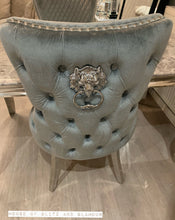 Load image into Gallery viewer, Giselle Grey Silver Lion Knocker Dining Chair
