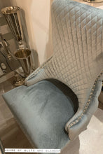 Load image into Gallery viewer, Giselle Grey Silver Lion Knocker Dining Chair