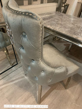 Load image into Gallery viewer, Giselle Grey Silver Lion Knocker Dining Chair