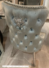 Load image into Gallery viewer, Giselle Grey Silver Lion Knocker Dining Chair