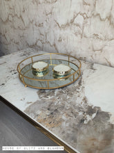 Load image into Gallery viewer, Louis Cream Dining Table With Gold Legs And Pandora Marble Top