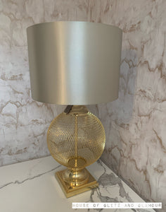 78cm Round Wire Mesh Base Table Lamp with Champagne Shade