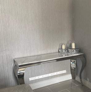 Louis White Marble & Stainless Steel Console Table 140cm x 40cm x 75cm