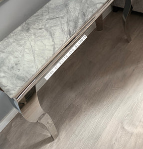 Louis Grey Marble & Stainless Steel Console Table 120cm x 40cm x 75cm