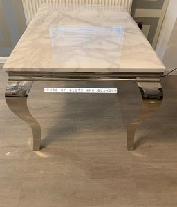 1.2m Louis White Marble & Stainless Steel Dining Table