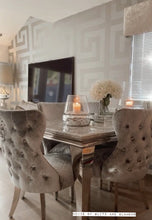Load image into Gallery viewer, Valentina Silver Crushed Velvet Lion Knocker Winged Back Quilted Dining Chair