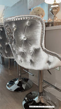 Load image into Gallery viewer, Valentina Silver Winged Tufted Lion Head Knocker Chrome Base Stool - SILVER